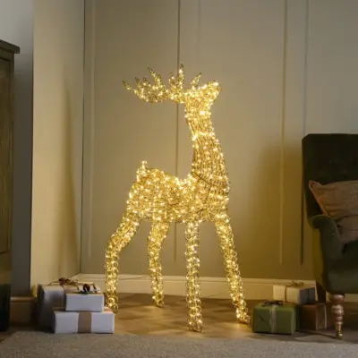 1.2m Lit Gold Spiral Twirl Christmas Reindeer with 960 Warm White LEDs