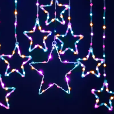 1.2m x 1.2m Star Christmas Curtain Light with 256 Aurora Rainbow LEDs