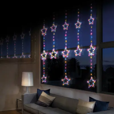1.3m x 1.2m Twinkling Star Window Curtain Light with 312 Rainbow LEDs