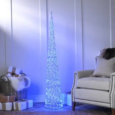 1.5m Giant Silver Shimmer Cone with 1440 Blue Twinkling LEDs