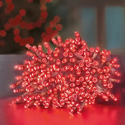 200 Red Supabrights Multi Action LED String Lights on Clear Cable with Timer
