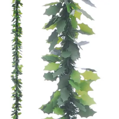 2m Green Holly Slim Cut Christmas Tinsel