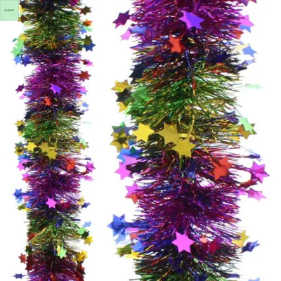 2m Multi Coloured Stars Christmas Tinsel