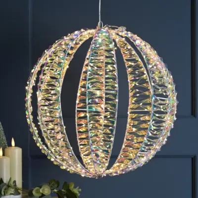 30cm LED Open Iridescent Sphere with 300 Multi Action Warm White LEDs
