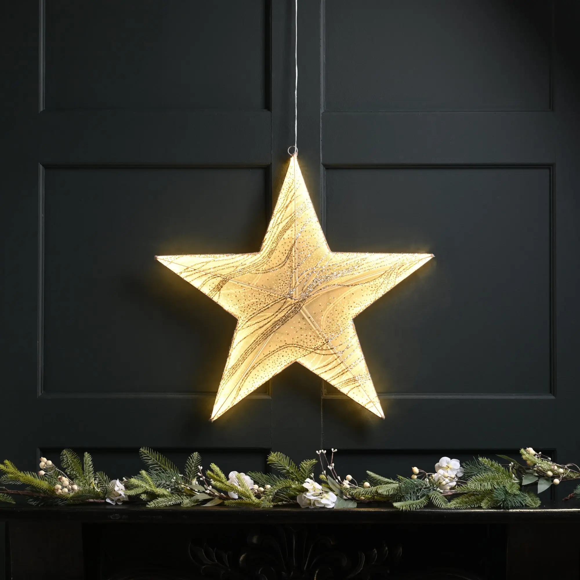 38cm Neon Flex Angel Glow Christmas Hanging Star with 156 Warm White LEDs