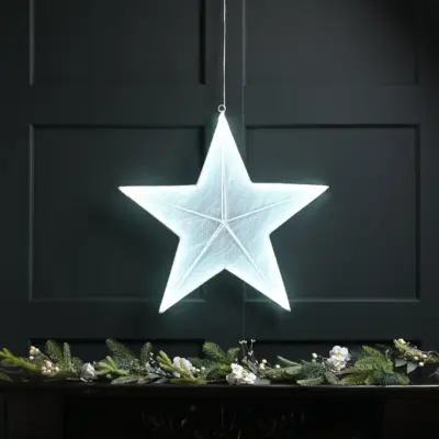 38cm Neon Flex Shimmer Glow Christmas Hanging Star with 164 Warm White LEDs