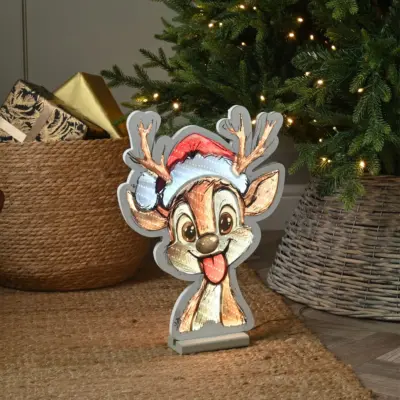 40cm Cute Reindeer with Santa Hat Christmas Infinity Light