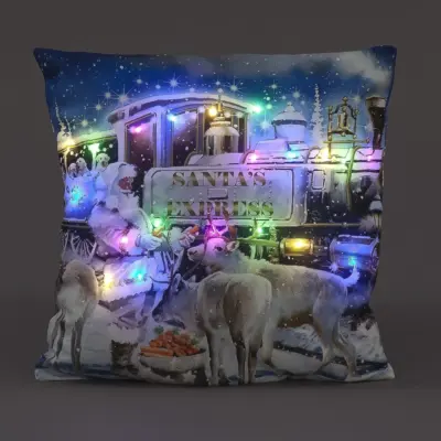 40cm Santa Express Christmas Scene Luxury Festive Cushion