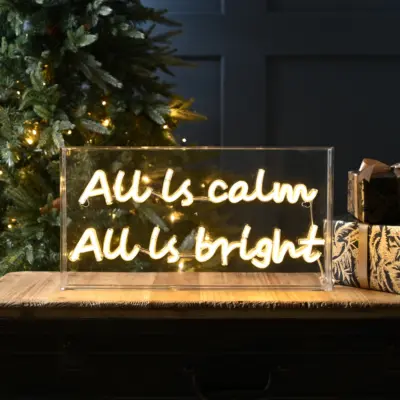 43cm Neon Flex Lit All Is Calm All Is Bright Christmas Sign