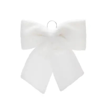44cm White Faux Fur Christmas Bow