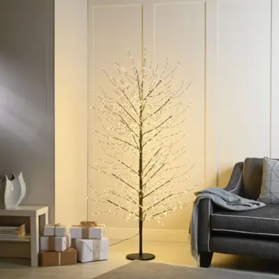 5ft Black Twinkling Microdot Christmas Tree with 500 Warm White LEDs