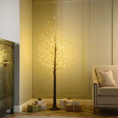5ft Brown Twig Christmas Tree with 400 Warm White LEDs