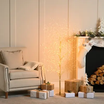 5ft Gold Micro Dewdrop Christmas Tree with 1000 Traditional Warm White LEDs