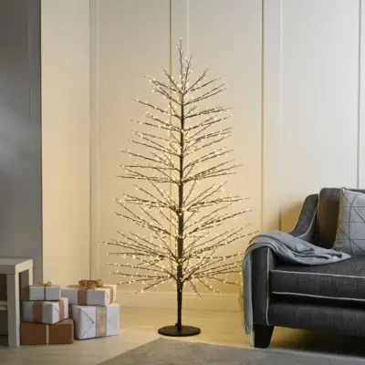 5ft Twinkling Black Microdot Christmas Tree with 900 Warm White LEDs