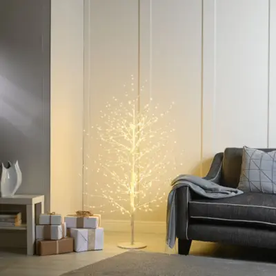 5ft White Twinkling Microdot Christmas Tree with 500 Warm White LEDs