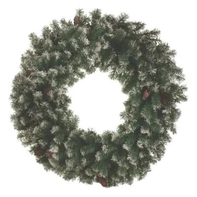 60cm Frosted Christmas Wreath with Pinecones
