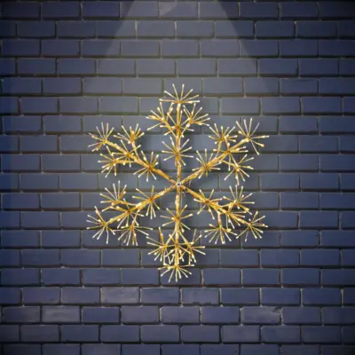 60cm Gold Starburst Snowflake Light with Warm White LEDs