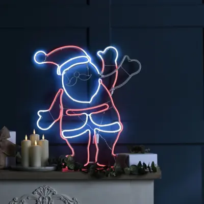 61cm Neon Flex Waving Santa Christmas Silhouette