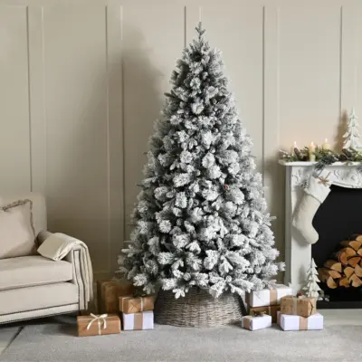 6ft Bishop Pine with Pinecones Snow Flocked Christmas Tree