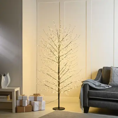 6ft Black Twinkling Microdot Christmas Tree with 1,300 Warm White LEDs
