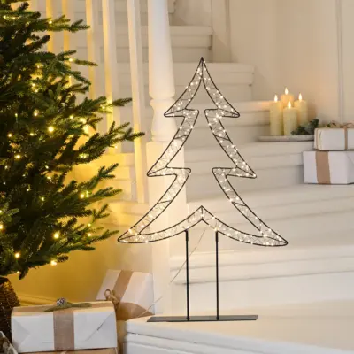 76cm Lit Twinkling Christmas Tree on Stand with 200 Warm White LEDs