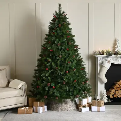 8ft Ben Nevis Pine with Pinecones and Red Berries Christmas Tree