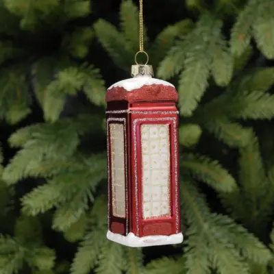 Red Glass Telephone Box Christmas Tree Decoration