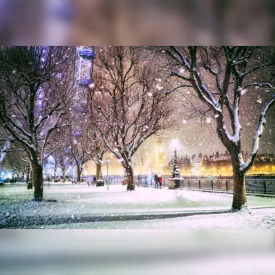 Wintry London Scene Featuring the London Eye Printed Outdoor PVC Banner 2.4m x 4m