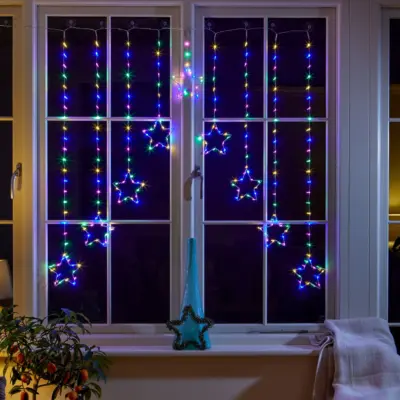 1.2m x 1.2m Multi Coloured Star Hanging Curtain Light with 339 LEDs