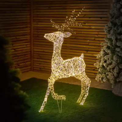 1.3m White & Warm White LED Reindeer with 1600 Twinkling FlexiBright LEDs