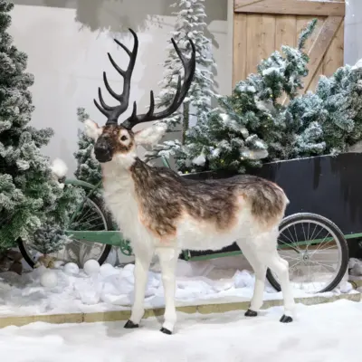 1.44m Plush Life-Size Reindeer with Antlers Commercial Display