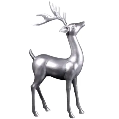 1.7m Standing Reindeer with Matte Metallic Silver Finish