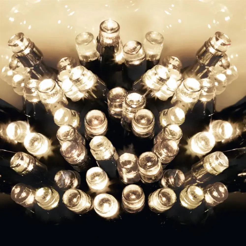 100 Warm White Multi Action Battery Powered LED Lights with Timer