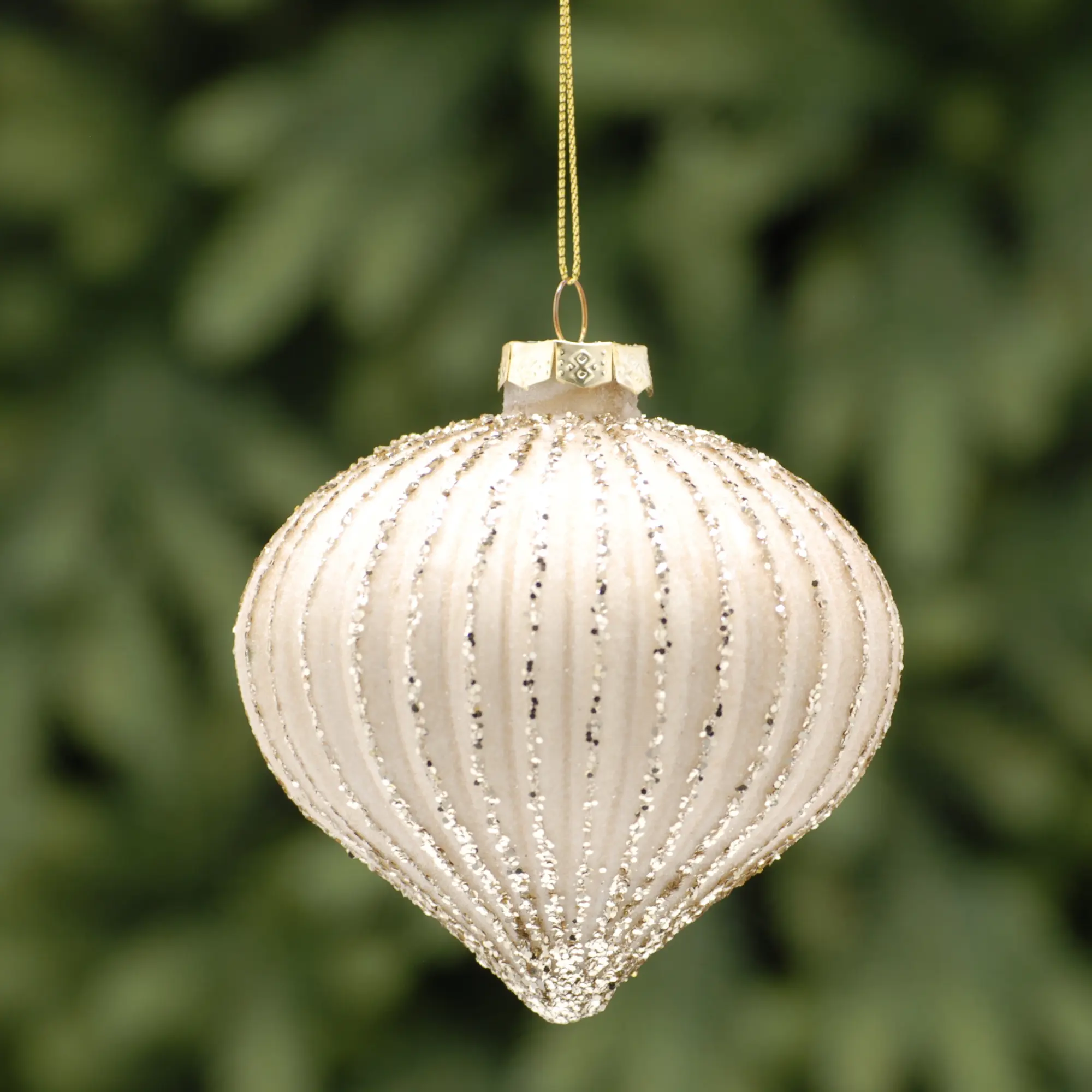 10cm Matt Gold Segment Glass Onion Tree Bauble