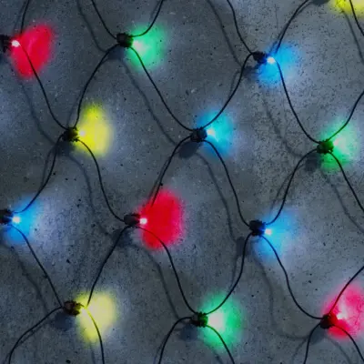240 Multi Colour Fit & Forget Battery Powered LED Multi Action Net Light