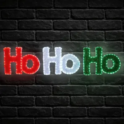 2m Flashing Tinsel Ho Ho Ho Rope Light with 288 Multi Coloured LEDs