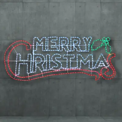 2m Giant Merry Christmas Silhouette Motif Rope Light with 600 LEDs