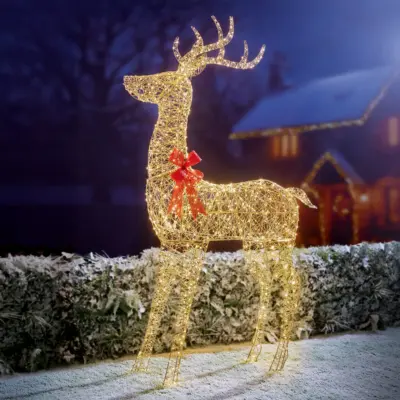 2m Golden Elegance Twist Tall Standing Stag with 1000 Warm White LEDs