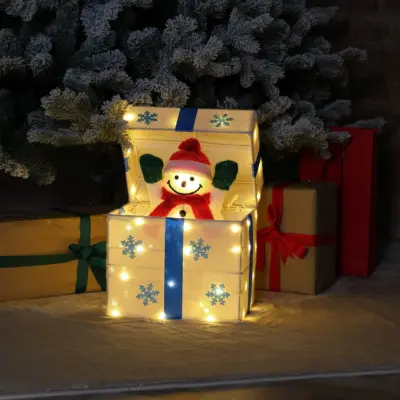 30cm Pop-Up Snowman Present Motorised LED Christmas Display