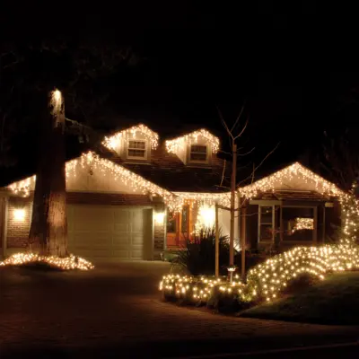 360 Warm White Snowing Icicle Timer Lights 8.8m