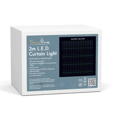 3m x 3m Multi Function Curtain Light with 306 Multi Coloured LEDs