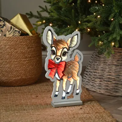 40cm Reindeer with Red Bow Christmas Infinity Light