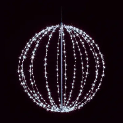 40cm White Metal Sparkling Sphere Frame 224 White LEDs