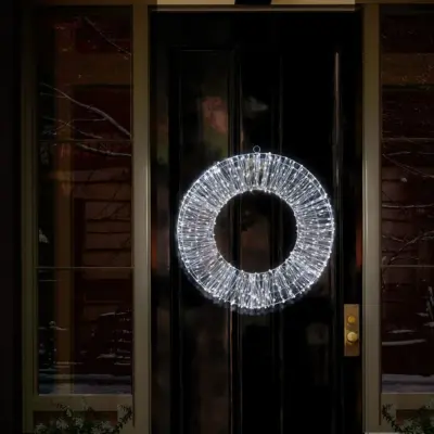 45cm Silver Cluster Wreath with 600 White Twinkling LEDs