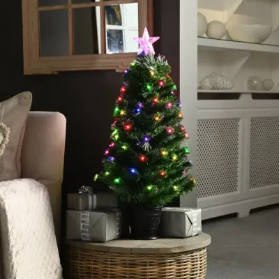 4ft Colour Changing Twinkle Fibre Optic Christmas Tree