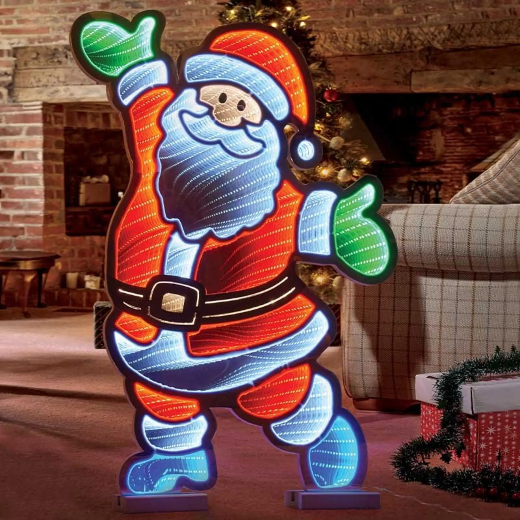 4ft Waving Santa Magical Christmas Infinity Light