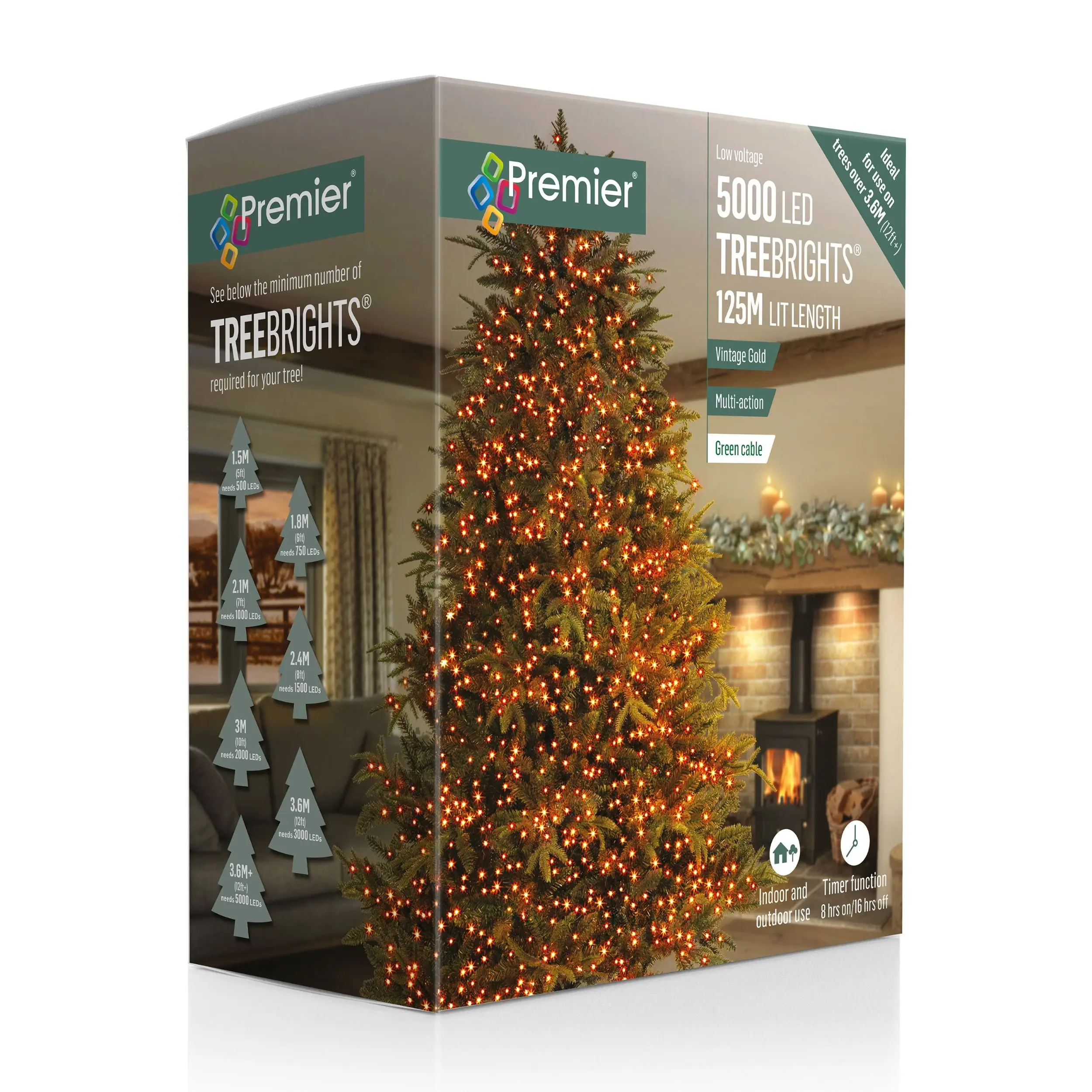 5000 Vintage Gold Treebrights Multi Action LED Lights with Timer