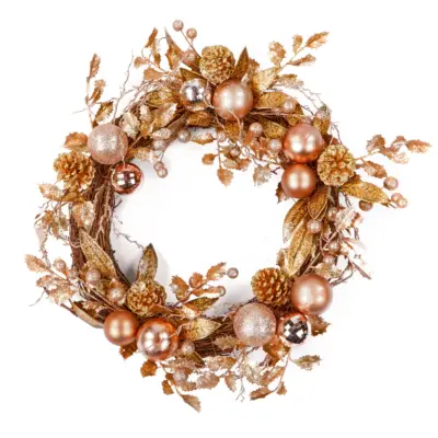 55cm Rose Gold Christmas Door Wreath
