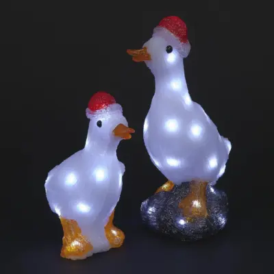 58cm Ducks with Santa Hats LED Christmas Acrylic