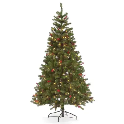 5ft Pine Creek Artificial Pre Lit Christmas Tree with Berries and Pine Cones